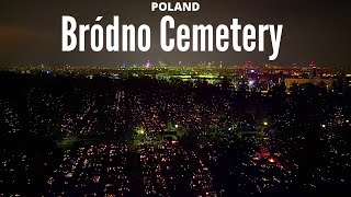 Warsaws Bródno Cemetery on All Saints Day  4K drone video [upl. by Nivets]