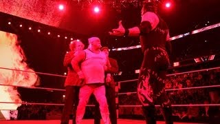 Kane chokeslams Raw guest star Curly from The Three [upl. by Nikolia807]