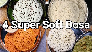 4 Soft amp Spongy Instant Dosa Recipes for Morning Breakfast No Soaking amp Grinding  Instant Breakfast [upl. by Socem]