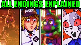 FNAF Security Breach ALL ENDINGS EXPLAINED BadGoodVIPVannyAftonGlitchtrap [upl. by Lustick556]