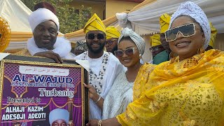 KAZIM ADEOTI MERCY AIGBE’S HUSBAND TURBANED AS BABA ADINNI OF ALWAJUD ISLAMIC GROUP [upl. by Sral463]