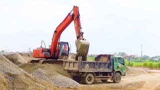 HITACHI excavators scoop soil rollers bulldozers and dump trucks work [upl. by Htebesile397]