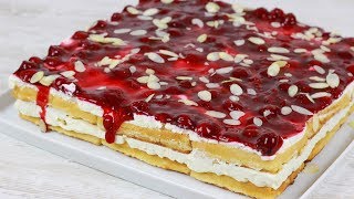 Waffeltorte mit Kirschgrütze ohne Backen I Nur 10 MInuten Zubereitung und 7 Zutaten [upl. by Sherwynd956]