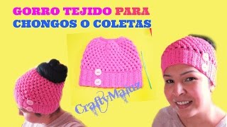 CROCHET  GORRO TEJIDO PARA CHONGOS O COLETAS  gorros a crochet paso a paso  para principiantas [upl. by Aiela]