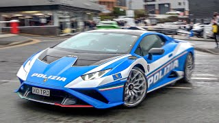 Supercars Leaving a Car Meet January 2024  Lamborghini Huracan STO Police Car F40 Senna Etc [upl. by Everick539]