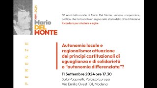 Autonomia locale e regionalismo attuazione dei principi constituzionali di uguaglianza e di soli [upl. by Nagol]