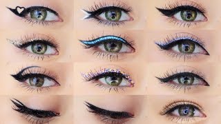 Eyeliner Makeup Tutorial  12 Different Eyeliner Looks [upl. by Snook]