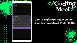 How to Implement Radio Button Dialog Box in Android Studio Kotlin [upl. by Neema]