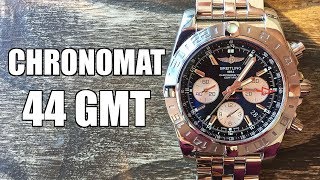 Breitling Chronomat 44 GMT Automatic Chronograph Review AB042011  Perth WAtch 196 [upl. by Nonnaer]