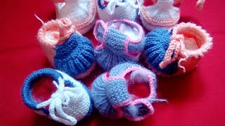 Tuto tricot chaussons au tricot de bébé taille naissance 03 mois Part 12 [upl. by Luapnaes452]