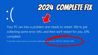 How To Fix quotCritical Process Died Error quot on Windows 1011✅ BLUE Screen Error 2024 [upl. by Atiuqehs]