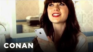 Zooey Deschanel iPhone Commercial  CONAN on TBS [upl. by Wenda]