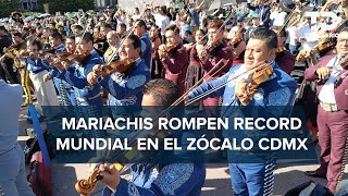 ¡Hacen historia Mariachis rompen récord Guinness por tocar al unísono en el Zócalo de CdMx [upl. by Mateya]