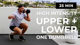 25 Min INTENSE ONE DUMBBELL HIIT WORKOUT Upper  Lower Body Split [upl. by Sivrep]