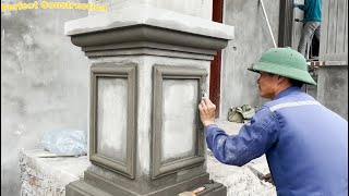 Construction and Design Tips for Beautiful Villa Column Architecture  Build Porch Column Base [upl. by Yznel956]