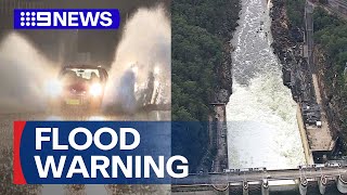 Warragamba Dam spills as rain continues in NSW  9 News Australia [upl. by Weinstock984]