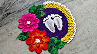 Simple Rangoli 🌹 Diwali Rangoli Designs 🌹Navratri Rangoli Design 🌹 Rangoli colors🌹Dussehra Rangoli [upl. by Ahsinawt71]