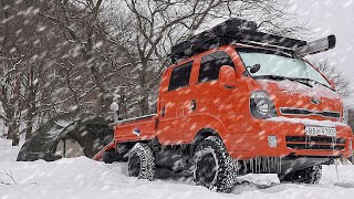 Winter Snow Camping with Old Cat  Hot Tent with Wood Burning Stoves [upl. by Martell785]