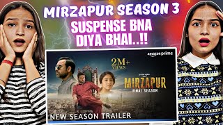 MIRZAPUR Season 3  Trailer  Pankaj Tripathi  Ali Fazal  Divyenndu  Isha Talwar  Reactions Hut [upl. by Chandal]