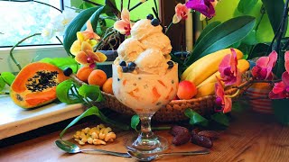 Lime Banana Ice Cream on Blueberry Apricot Papayas in Lime Banana Yogurt  Take 3 [upl. by Ettesoj474]