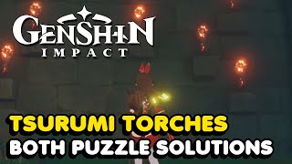 How To Solve The Torch Puzzles In Genshin Impact Tsurumi Island [upl. by Nikos]