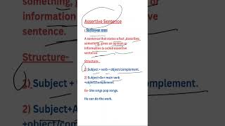 What is an Assertive sentence । Classification of Sentence। English Grammar [upl. by Borreri]