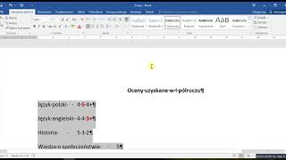 Word cw3 Wyrównujemy kolumny tekstu za pomocą tabulatorów [upl. by Nylrem]