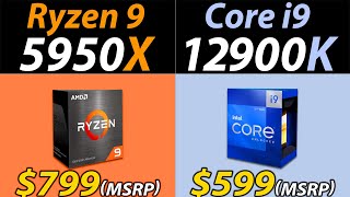 Ryzen 9 5950X Vs i912900K  How Much Performance Difference [upl. by Fatsug]