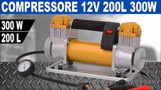 Compressore Aria Portatile 12V 200LMin 300W 4x4 manometro valvola sgonfiaggio [upl. by Schaab]