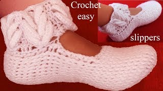 Pantuflas a Crochet en punto espigas de trigo en relieve tejido tallermanualperu [upl. by Sillert344]