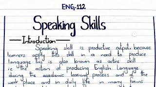 Speaking Skills  Techniques  Types ENG112 2ndsemester punjabuniversity pu [upl. by Eneleahs661]