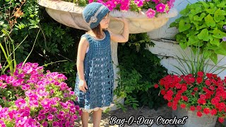 Crochet Hat  Crochet Toddler dress Crochet Sun Hat Set  Bagoday crochet Part 2 Crochet Bonnet Hat [upl. by Chanda]