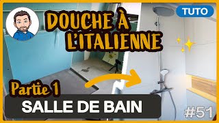 Comment faire une DOUCHE À LITALIENNE  TUTO pose platine et receveur à carreler [upl. by Weinrich901]