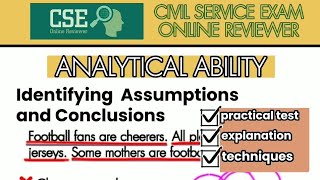 CIVIL SERVICE EXAM  Analytical Ability Identifying Assumption and Conclusion  CSE Online Reviewer [upl. by Apfel]