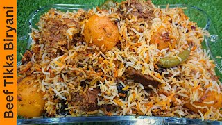 Beef Tikka Biryani Recipe  Smoked Beef Biryani Recipe [upl. by Enyaw747]