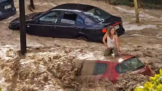 Spain Flooded Crazy flash flooding in Zaragoza Spain [upl. by Findley311]