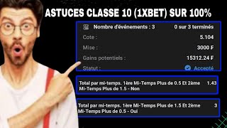 astuces 1XBET total par mit temps oui non  astuces classe 10 [upl. by Niklaus]