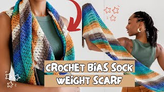 Corner to Corner C2C Crochet Scarf  SOCK YARN  Beginner Bias Wrap Free Pattern  DIY Tutorial [upl. by Ailahk241]