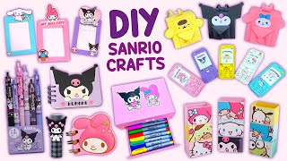 12 DIY SANRIO CRAFTS  Kuromi Stickers  Cinnamoroll Pencil Holder  My Melody Organizer and more [upl. by Nnayhs]