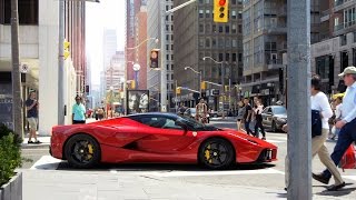 Rosso Fuoco LaFerrari on the road in Toronto [upl. by Reinal]