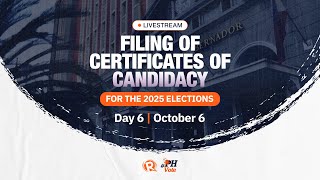 Filing of certificates of candidacy for 2025 Philippine elections  Day 6 October 6 [upl. by Grimes]