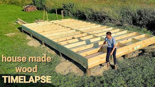 Construction of a wooden frame house far from the city  TIMELAPSE [upl. by Huan]