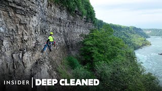 How The Niagara Falls Cliffs And Trails Are Maintained  Deep Cleaned  Insider [upl. by Larkins]