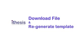 iThesis Download File amp Regenerate template [upl. by Matheny]