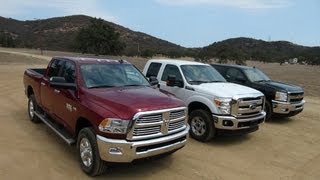 2014 Ram 2500 HD vs Ford F250 vs Chevy Silverado 2500 060 MPH Mashup Review [upl. by Eiramik]