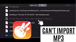 Garageband cant import MP3audio files  Malay [upl. by Anwat]