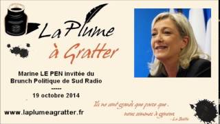 Marine LE PEN invitée du Brunch Politique de Sud Radio – 19 octobre 2014 [upl. by Denae]