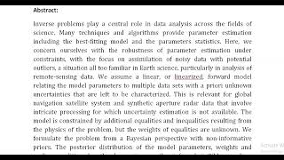 Outlier insensitive Bayesian inference for linear inverse problems OutIBI with applications to space [upl. by Ahtamas458]