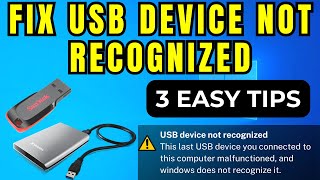 USB Device not recognized Windows 10 118 7 Fixed  Fix Unrecognized USB Flash Drive 2023 [upl. by Kantor]