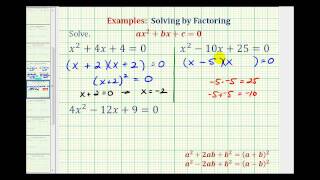 Ex Factor and Solve Quadratic Equation  Perfect Square Trinomials [upl. by Reeher]